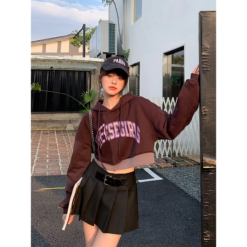 CHERI.Z清仓款(no退no换)休闲A字中长款百褶裙美式设计感裙子