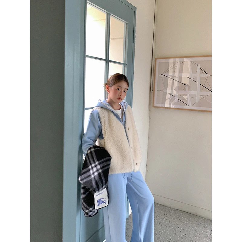 CHERI.Z连帽拼接卫衣加绒阔腿运动裤休闲春秋套装