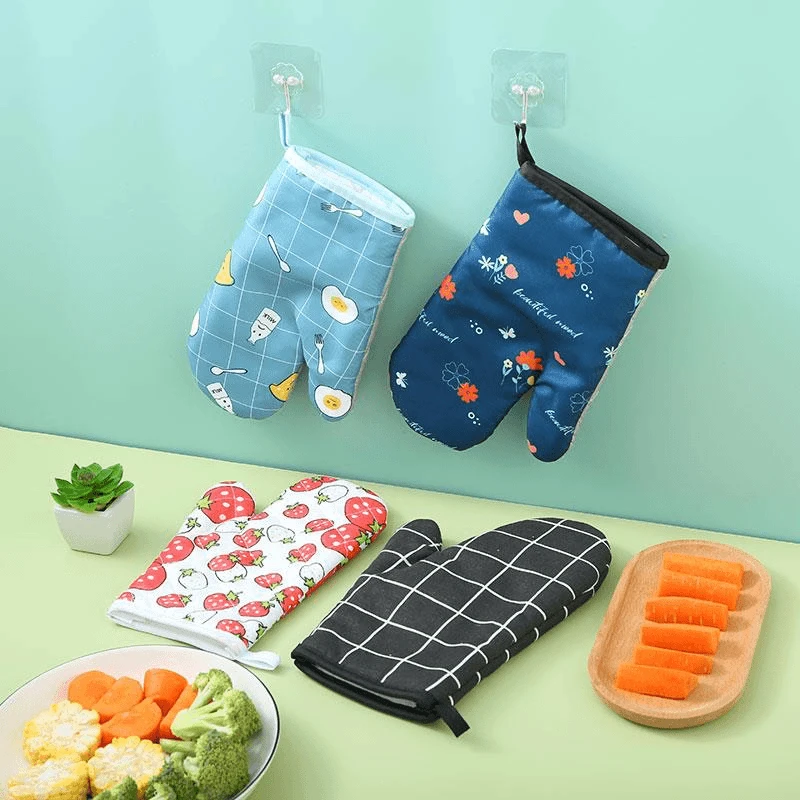 隔热手套耐高温防烫加厚烤箱微波炉专用厨房烘焙工具防滑防热卡通