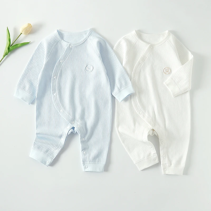婴儿衣服连体衣春秋纯棉宝宝哈衣套装幼儿打底睡衣新生儿爬服开襟