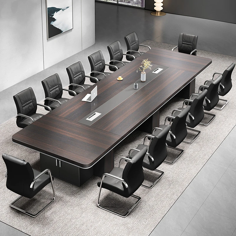 新款长方形办公家具会议桌办公桌长桌简约现代大型洽谈室桌椅组合