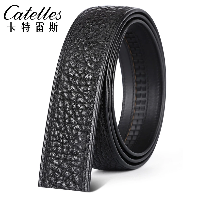 头层牛皮无头皮带平滑扣3.5/3.8cm40-50岁男士头层皮腰带裤带