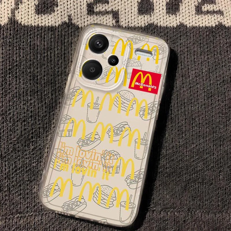 适用小米红米note13pro+手机壳Redmi网红M记吉祥物全包防摔透明