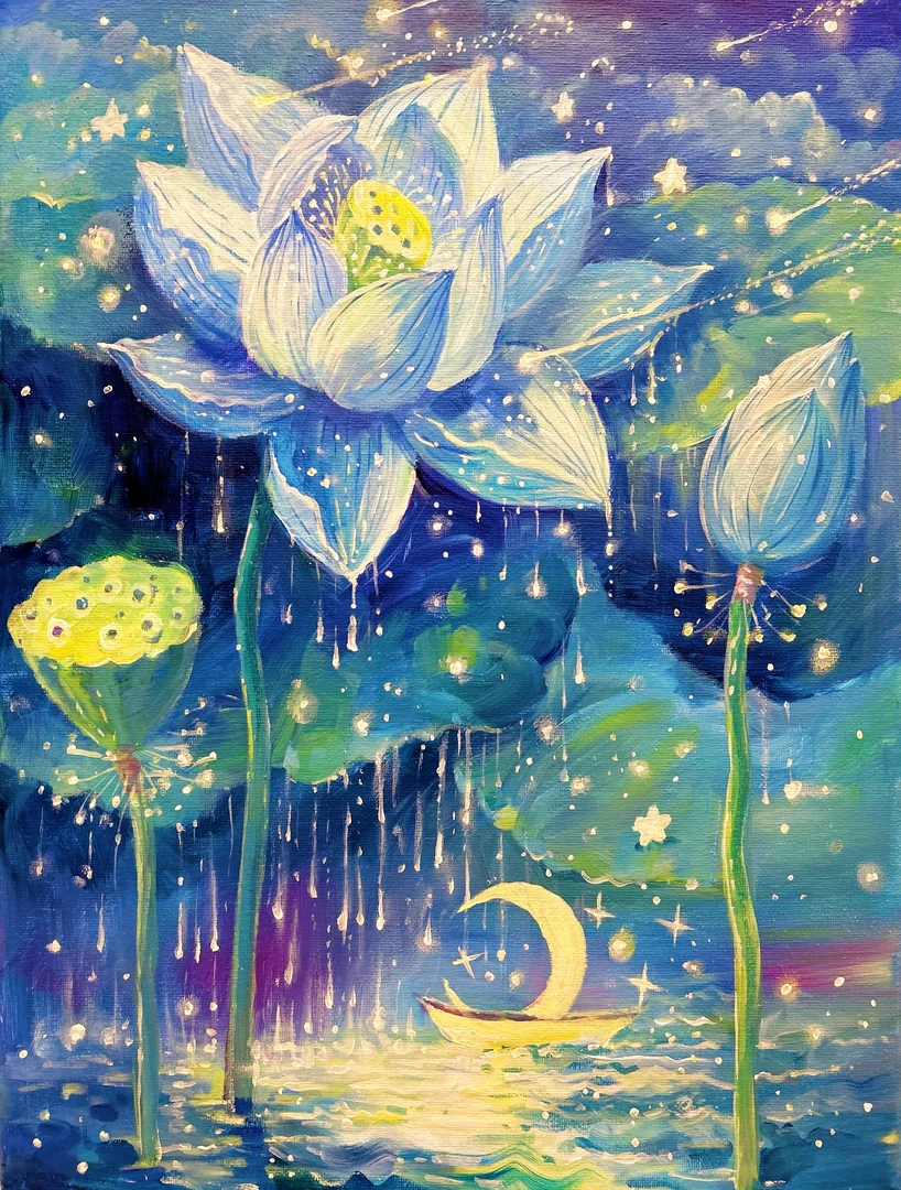 珺禾*星月荷花65*80金丝布大格四股线十字绣50色【无针无工具】