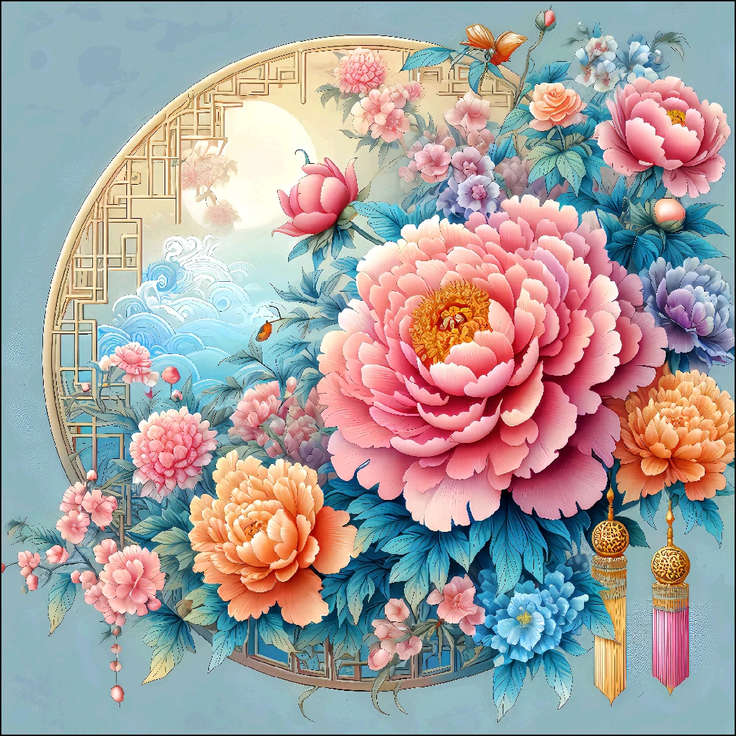 JH国色天香70*70大格四股线52色十字绣金丝布【无针无工具】