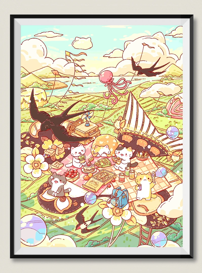 珺禾&小燕子风筝65*85金丝布大格四股线十字绣45色【无针无工具】