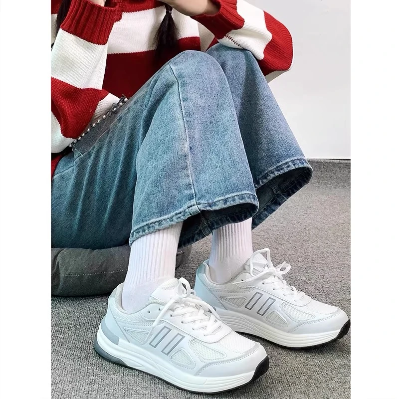 韩版百搭轻便跑步鞋女ins潮鞋港风复古运动休闲鞋2024新款老爹鞋