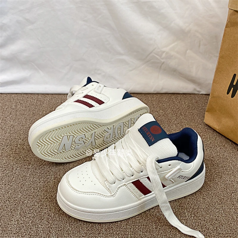 白酒红复古小众情侣板鞋男ins潮2024秋季新款学生百搭休闲小白鞋