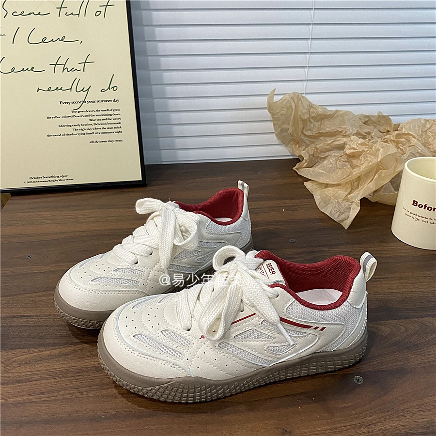 芒果头丑萌板鞋女学生小众休闲德训鞋网面透气厚底秋季新款面包鞋