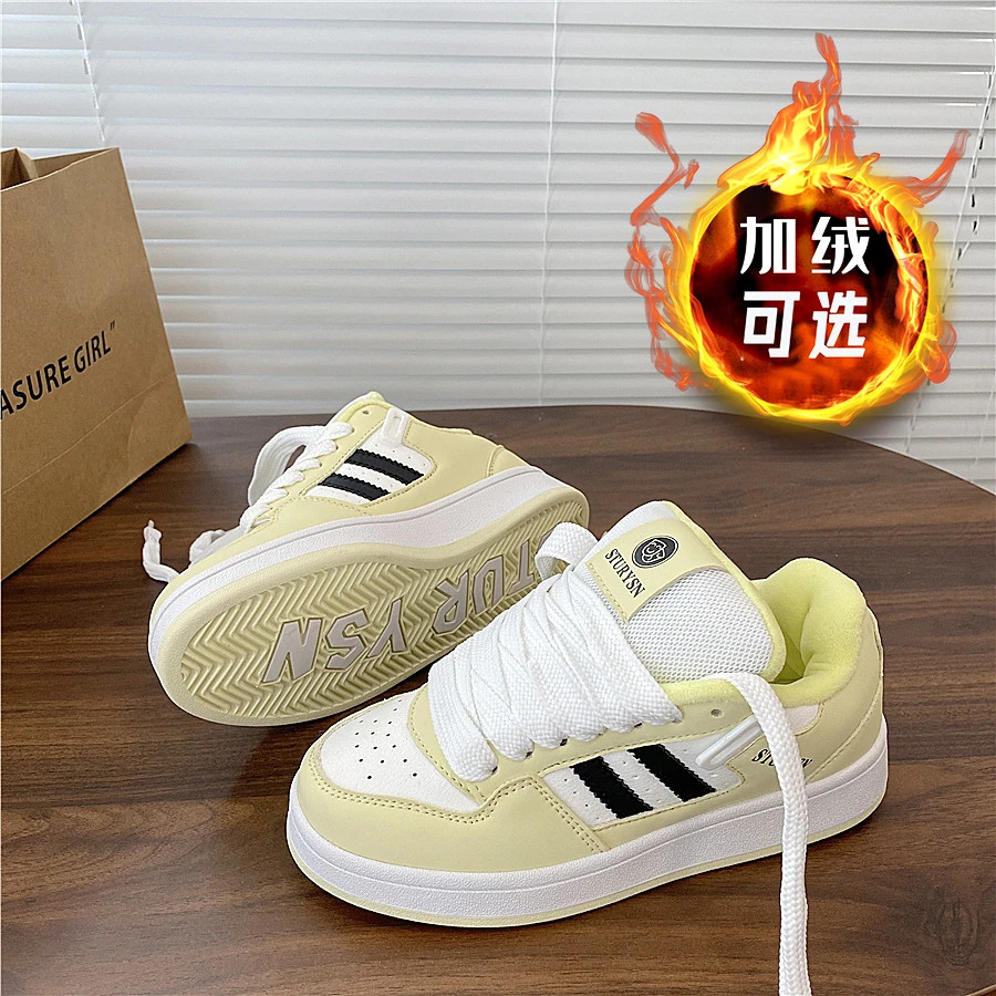 加绒棉鞋面包鞋情侣小众百搭运动休闲板鞋2024小白鞋学生冬季潮鞋