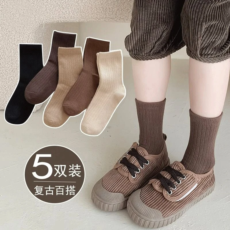 儿童袜子中长筒春秋季秋冬男童儿童女孩学生百搭高腰运动秋天棉袜