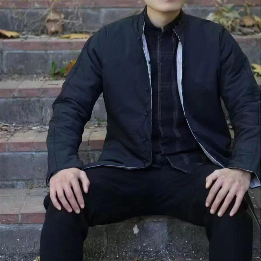 唐装长袖绗缝冬季立领休闲春季男士男式上衣中国风复古棉袄