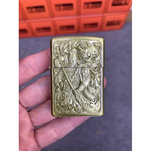 （不带油）青铜浮雕关公煤油打火机复古防风创意火机029