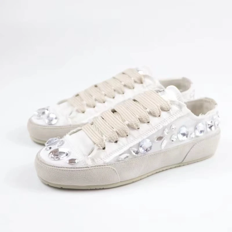 Pedro Goncla西班牙小众绸缎鞋水钻小白鞋休闲平底鞋女鞋