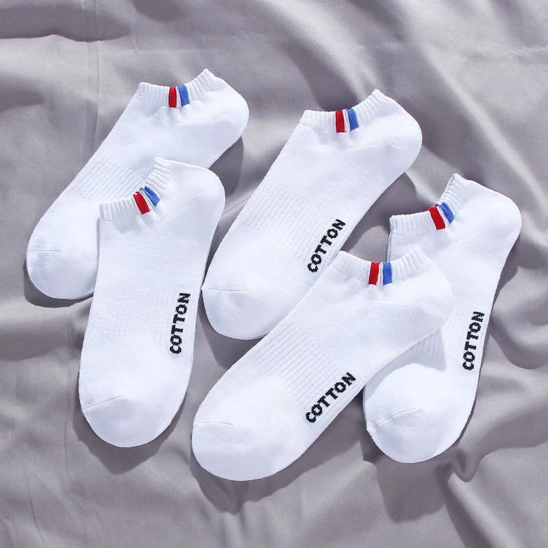 袜子男夏季薄款浅口船袜透气吸汗纯白色字母袜低帮男短袜ins潮