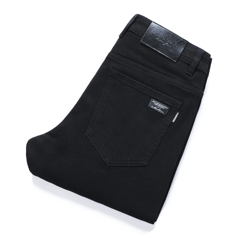 春夏黑色牛仔裤男士修身小直筒男裤轻奢潮流时尚百搭新款弹力长裤