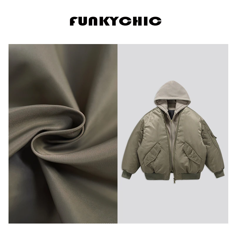 【视频同款】假两件飞行夹克棉服加厚保暖潮牌连帽美式外套W8257