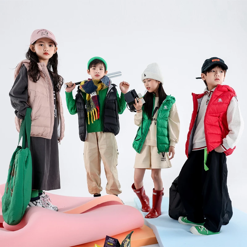 韦氏背心童装儿童保暖时尚外穿轻薄亲子款马甲儿童羽绒马甲秋冬