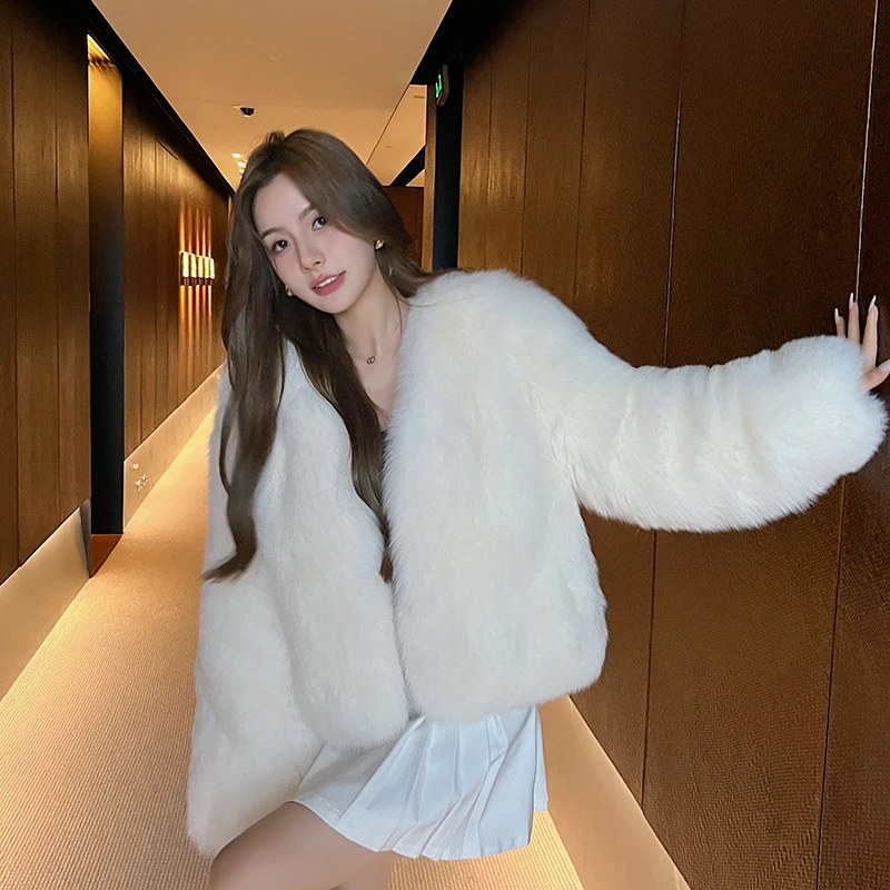 BOBO“暖冬佳人”进口整皮狐狸毛皮草外套女毛毛大衣2023新款冬季