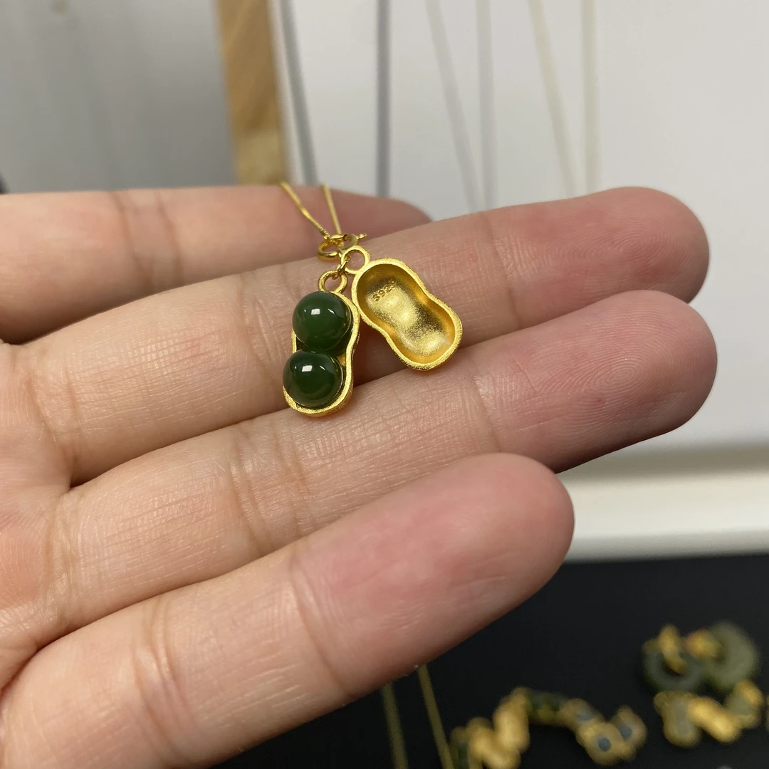 天然和田碧玉好事花生吊坠可DIY各类颈饰手链百搭（不含链）