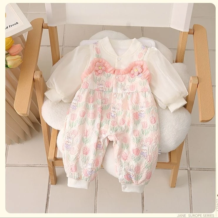 婴儿衣服秋装超萌春秋连体衣公主哈衣新生儿宝宝百天满月外出爬服