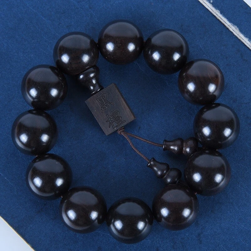 正宗黑檀老料紫光檀小孔顺纹佛珠文玩手串时尚男女款念珠手链手持