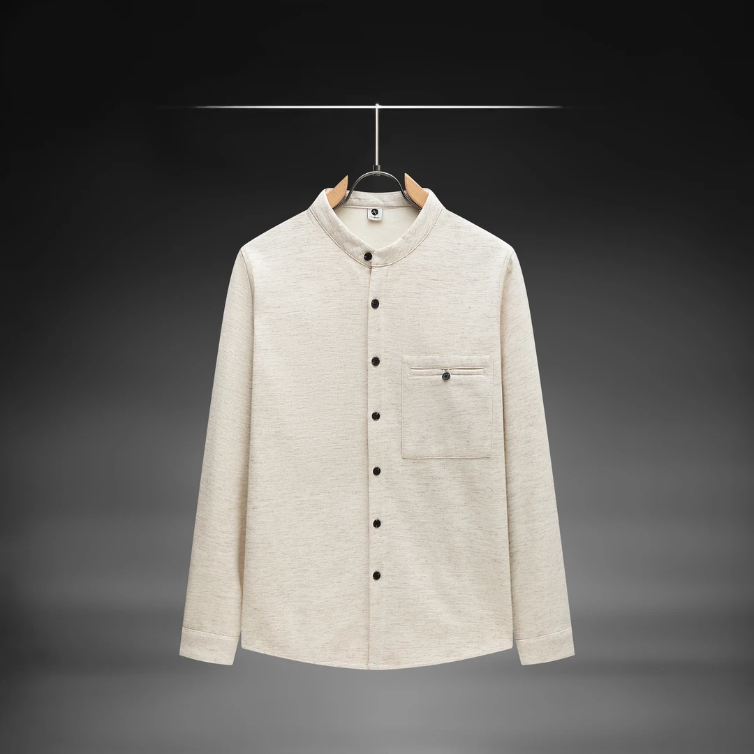 男士衬衣中式棉麻上衣服秋冬季保暖加绒休闲衬衫YZ-8609B