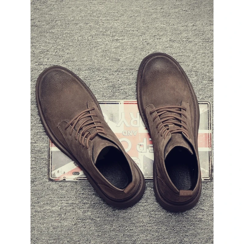 马丁靴男夏季透气高帮鞋英伦风潮流真皮短靴百搭韩版中帮工装靴子