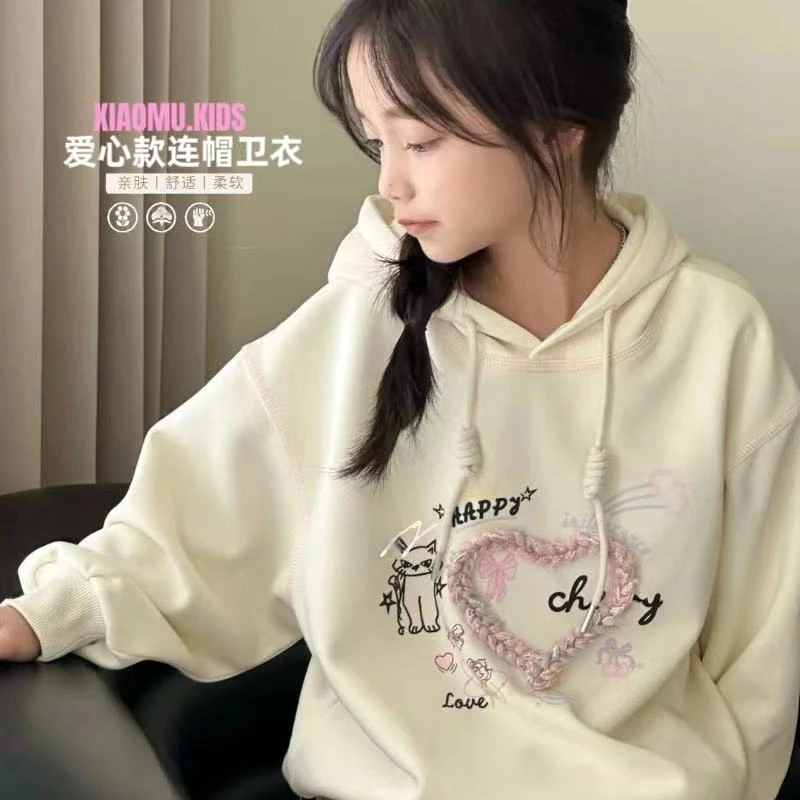 【小慕家】秋季新款10623时尚百搭宽松连帽卡通卫衣休闲潮流帽衫