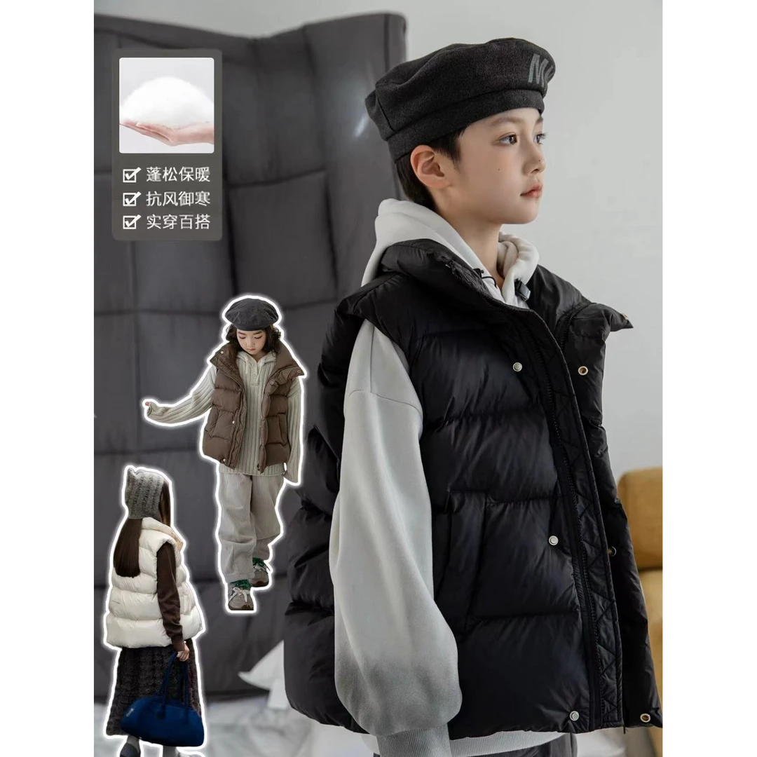 【小慕家】2024冬款儿童时尚洋气加厚外穿百搭休闲羽绒马甲34452