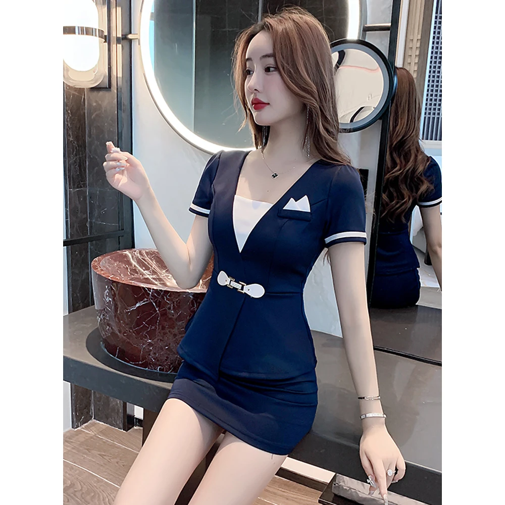夜店女装性感酒吧夜总店工作服修身显瘦美容院工衣包臀裙两件套装
