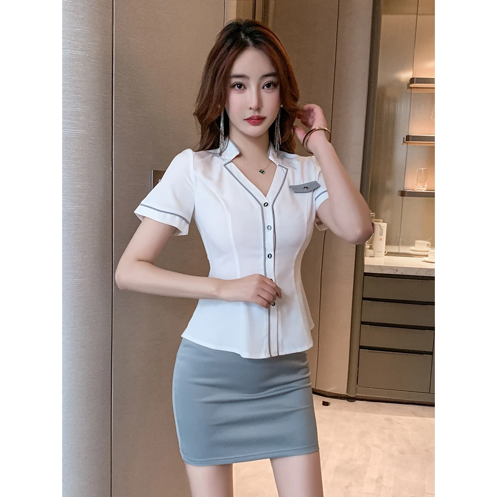 美容院工作服女夏季新款气质套装女养生馆按摩桑拿足浴技师工作服