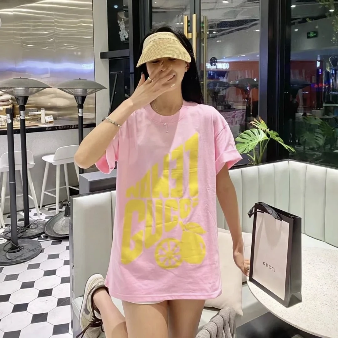 全新未使用 GUCCI/古驰 柠檬字母印花短袖T恤