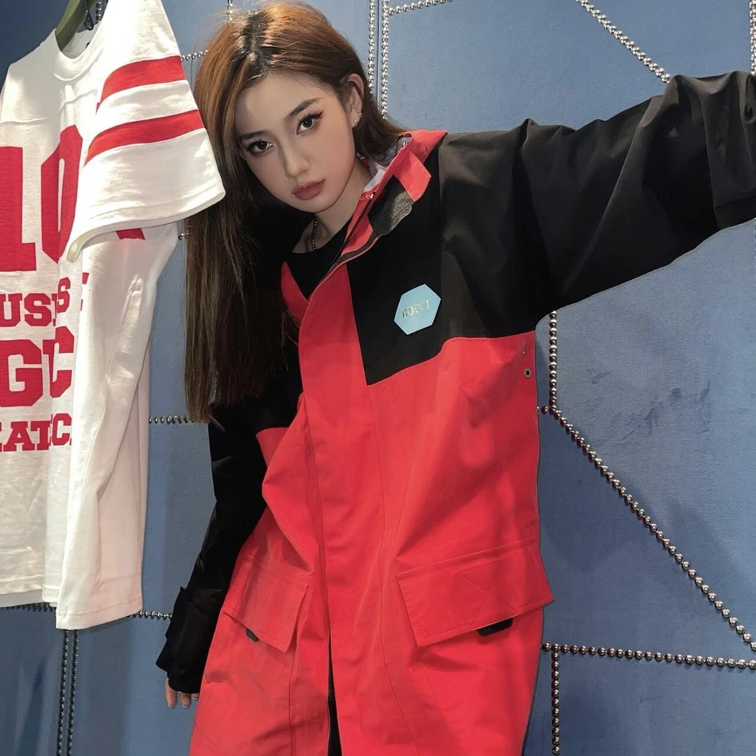 全新未使用 GUCCI/古驰 剪标Gucci古驰红黑拼色中长风衣夹克外套