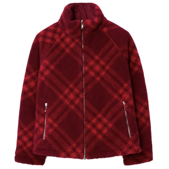 全新未使用 BURBERRY/博柏利 休闲拉链双面穿夹克外套红色