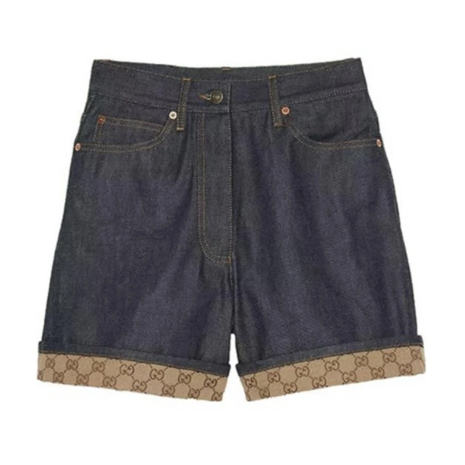 全新未使用 GUCCI/古驰 古驰Gucci古驰直筒翻边牛仔短裤