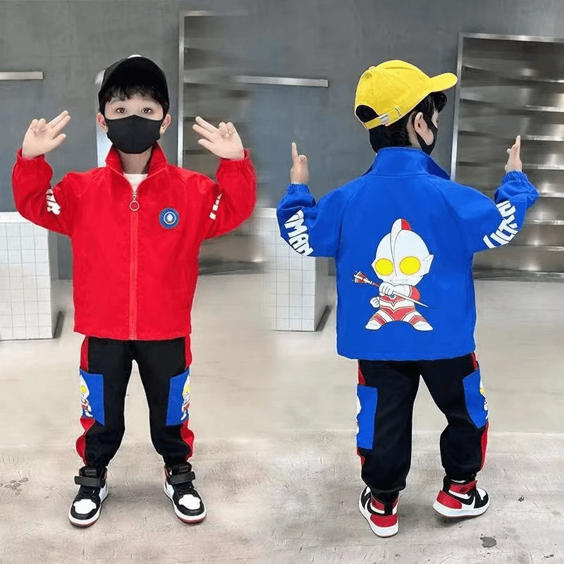 A22A23男童春秋款外套裤子两件套奥特曼洋气运动男孩帅气小童套装