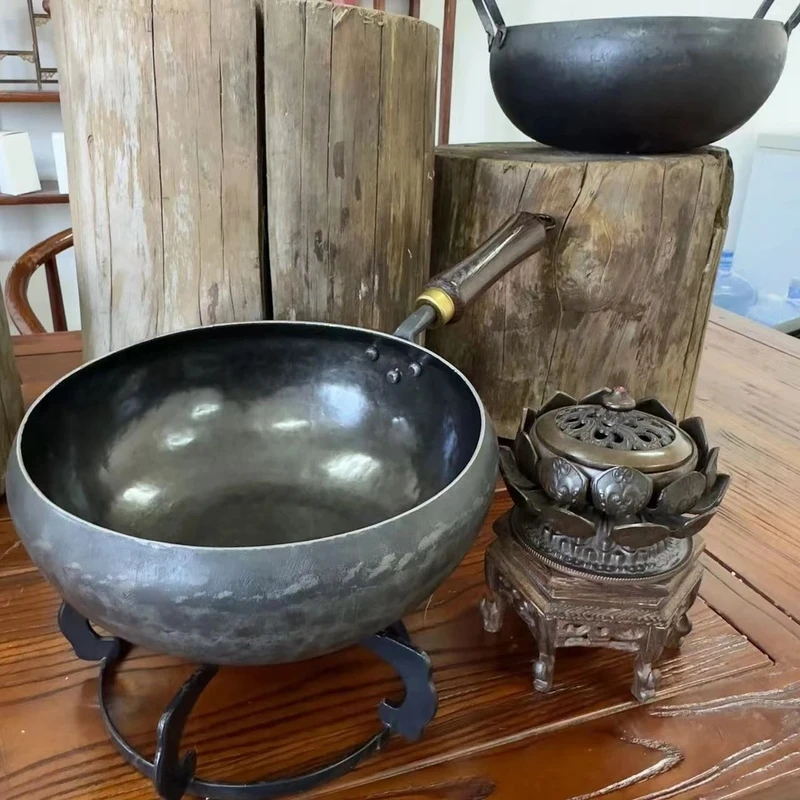 章丘纯手工锻打大肚锅熟铁家用炒菜锅无涂层加厚不粘锅