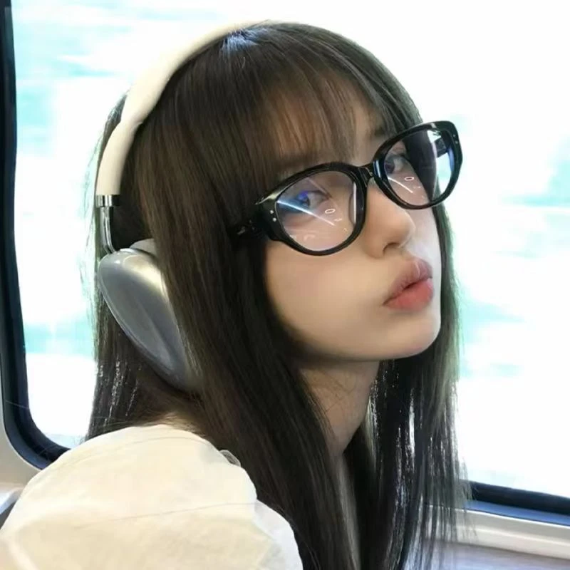 复古猫眼素颜神器黑框粗边眼睛镜框方圆脸显瘦近视度数平光眼镜女