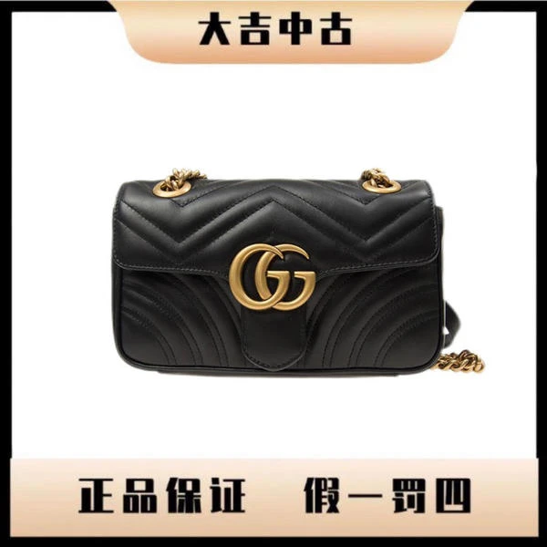 大吉中古/Gucci古驰黑金马蒙22单肩包