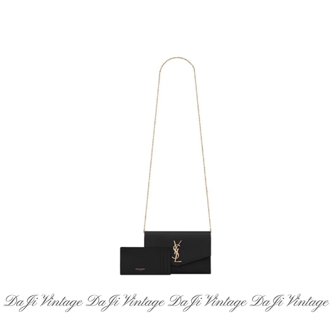 95新 YSL/圣罗兰 大吉中古/Ysl圣罗兰黑金信封斜挎包带子包