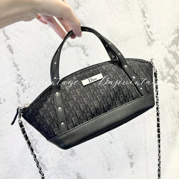 95新 DIOR/迪奥 大吉中古sz/Dior迪奥黑老花手提小船包