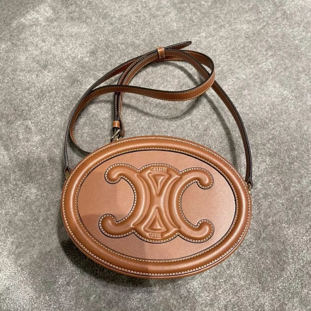 95新 Celine/思琳 大吉中古/Celine瑟琳焦糖色月饼包斜挎包