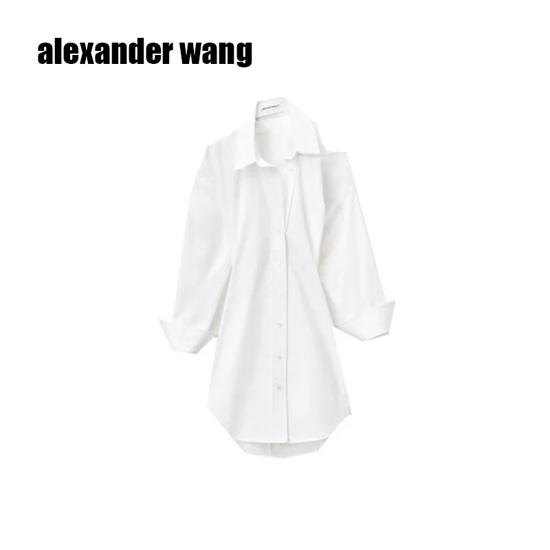 全新未使用  alexande wang  长袖衬衫式辣妹连衣裙 秋季 白色