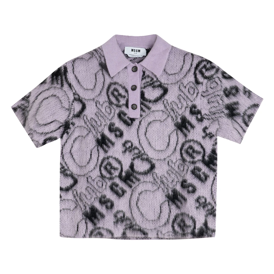 全新未使用  MSGM 时尚休闲宽松潮流扎染 女士POLO针织半袖毛衣
