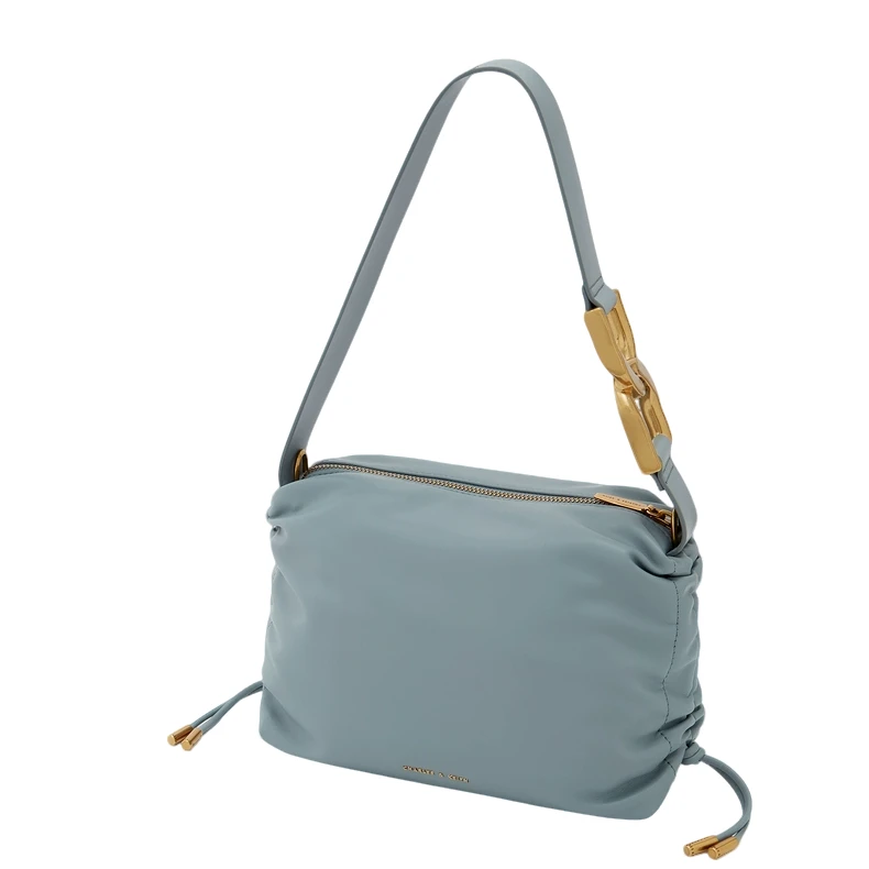 99新 CHARLES & KEITH 未使用斜挎包40270777钢青色【杨三宝】通勤