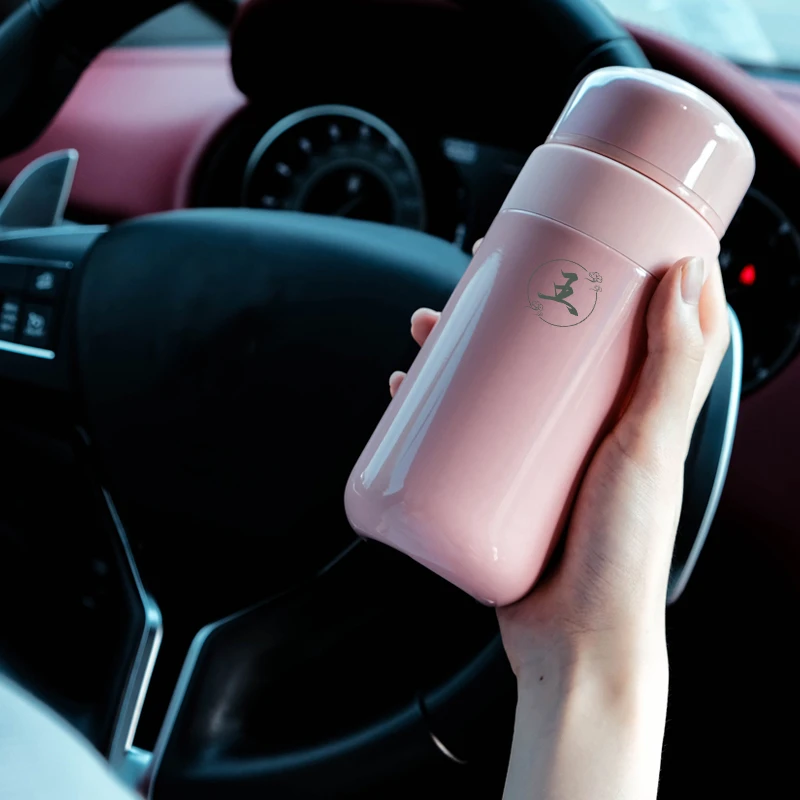 一键开盖保温杯姓氏定制车载单手开盖水杯咖啡杯便携男女