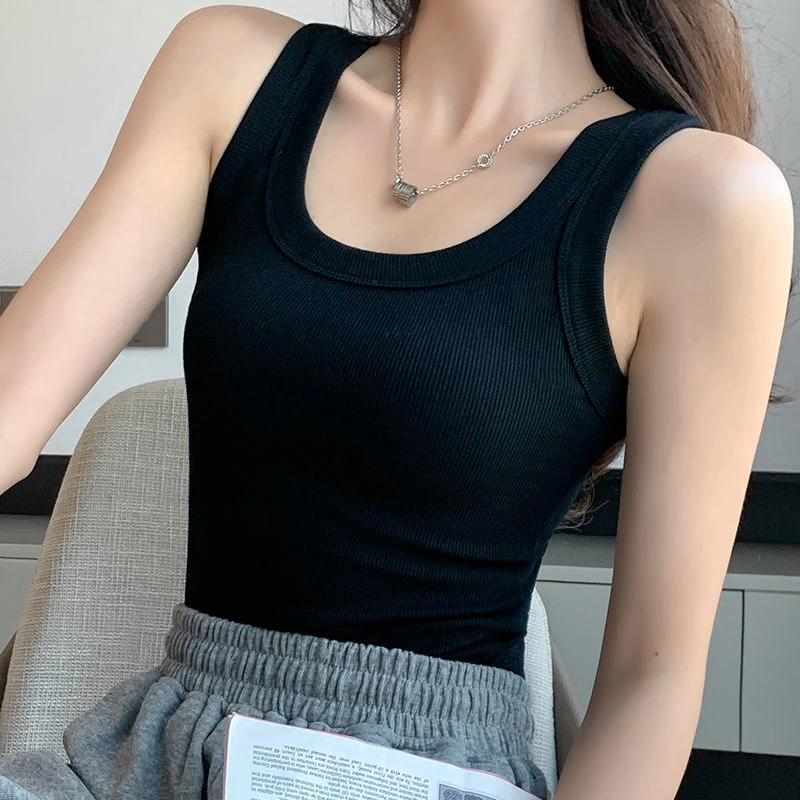 【19.9.两件】女士背心夏季高弹冰丝螺纹背心修身打底百搭短款透气