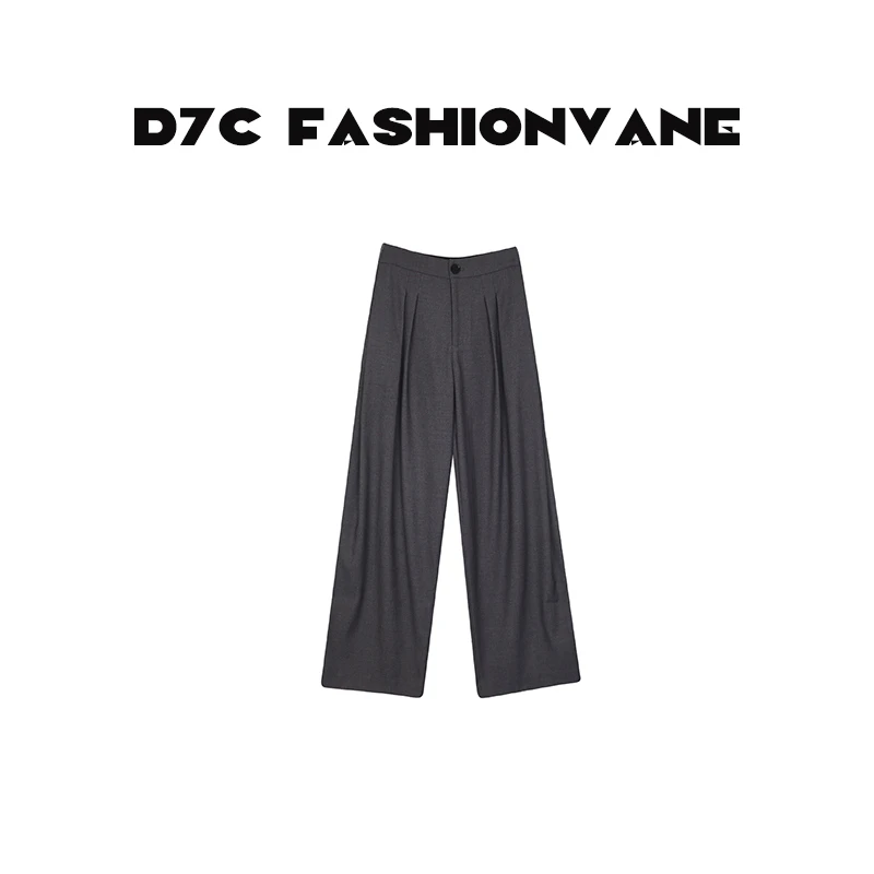 【XINMO】早秋新款通勤百搭垂感宽松休闲阔腿西装直筒裤C23080610