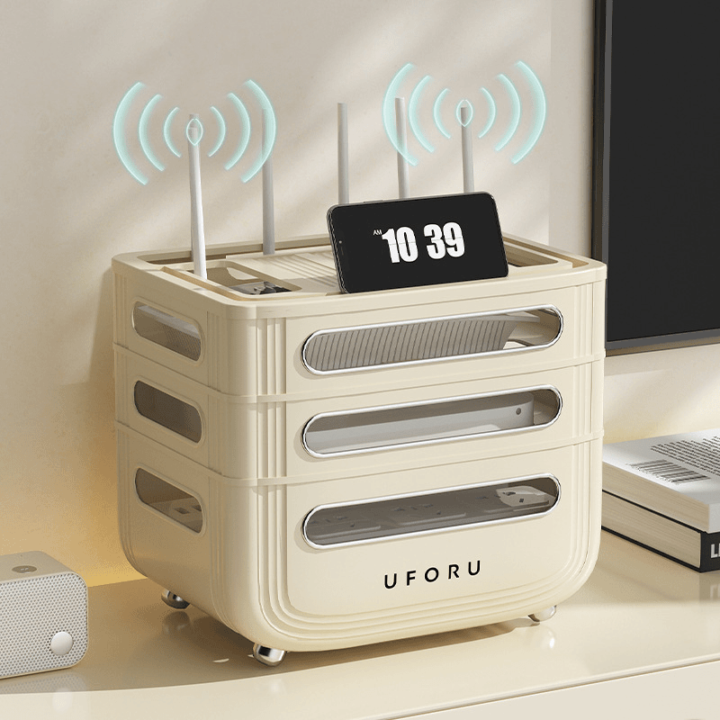 wifi路由器收纳盒简约风家用客厅桌面机顶盒置物架插座电线整理盒